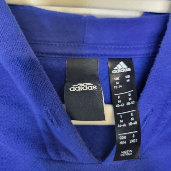 Adidas Women's Medium Pullover Hoodie Sweatshirt Side Pockets Blue - Picture 4 of 4